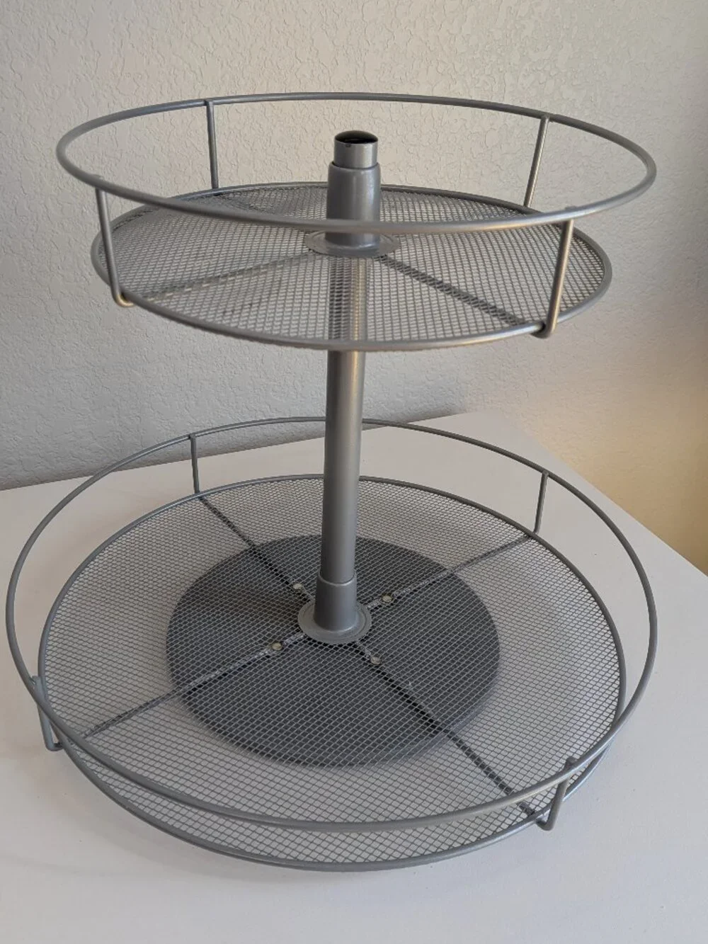 2-Tier Metal Turntable Lazy Susan Spinning Organizer for Countertop or Shelf